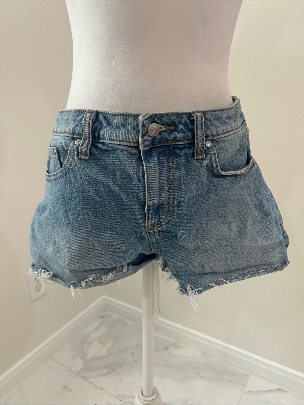 Pink Victoria’s Secret Denim Blue Jean Cutoff Shorts, Size 6
